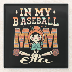 In My Baseball Mum Era Glass Coaster