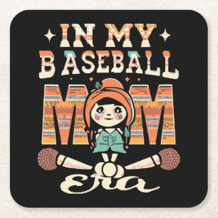 In My Baseball Mum Era Square Paper Coaster
