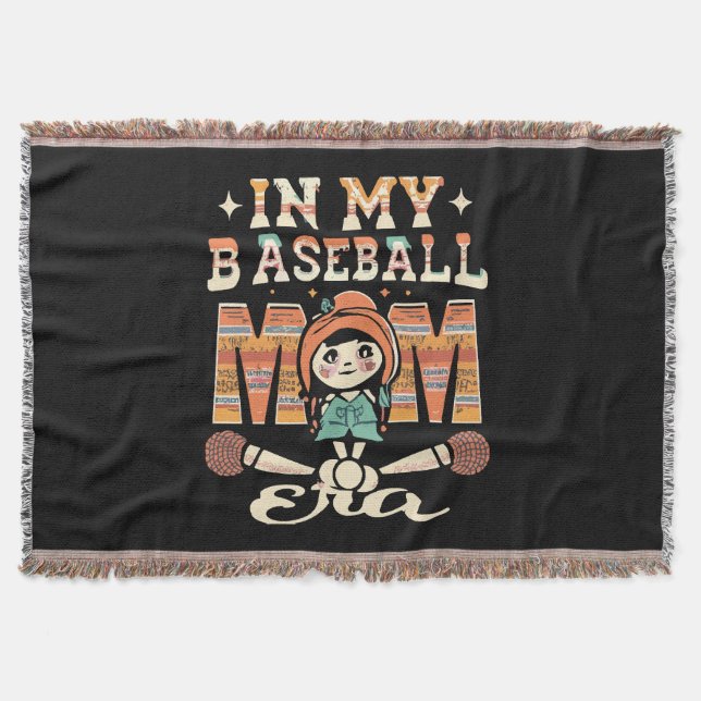In My Baseball Mum Era Throw Blanket (Front)