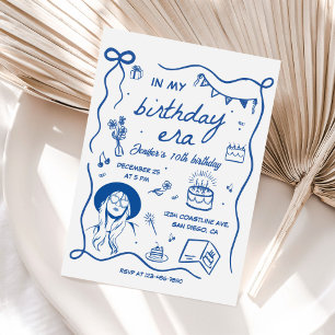 In my birthday Era Blue Retro Birthday Invitation