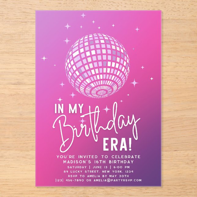 In My Birthday Era, Era Party, Eras Party Acrylic Invitations (Front)