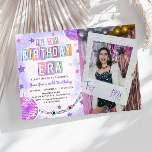 In My Birthday Era Purple Disco Birthday Photo Invitation