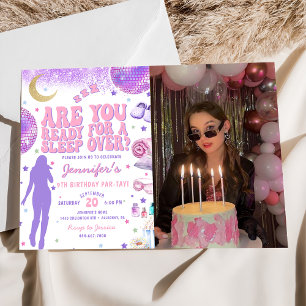 In My Birthday Era Purple Sleepover Birthday Photo Invitation