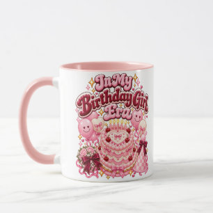 In My Birthday Girl Era Retro Heart Cake Mug