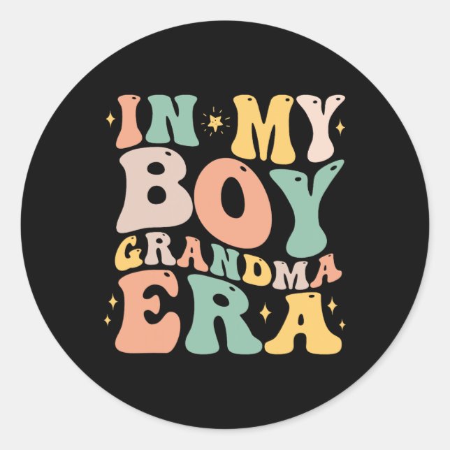 In My Boy Grandma Era Funny Grandma Gifts From Gra Classic Round Sticker (Front)