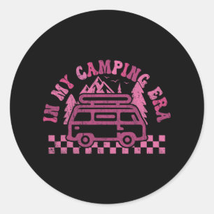 In My Camping Era Retro Camper Van Outdoor Adventu Classic Round Sticker