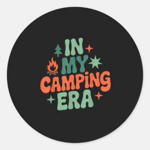 In My Camping Era Retro Forest Campfire Hiking Out Classic Round Sticker