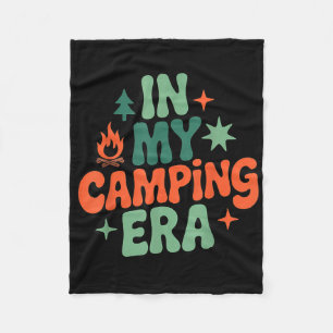 In My Camping Era Retro Forest Campfire Hiking Out Fleece Blanket