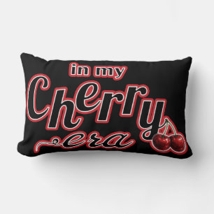 In my Cherry Era Retro Trendy Glossy Red Cherries Lumbar Cushion