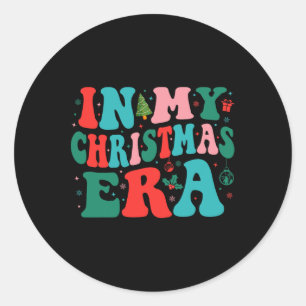 In My Christmas Era Cute Groovy Christmas Holiday  Classic Round Sticker