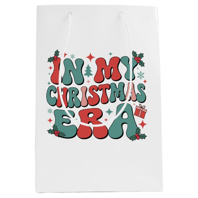 In My Christmas Era Cute Groovy Christmas Xmas Medium Gift Bag (Front)