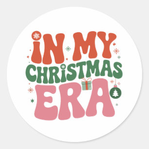 In My Christmas Era Groovy Family Xmas Holiday Classic Round Sticker