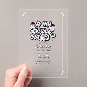 "In My Christmas Era" Retro Vibes Holiday Party Acrylic Invitations