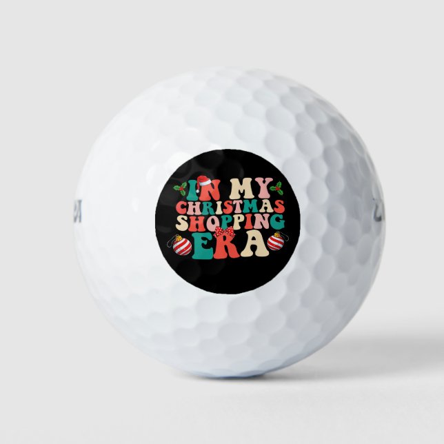 In My Christmas Shopping Era Groovy Holiday Golf Balls (Front)