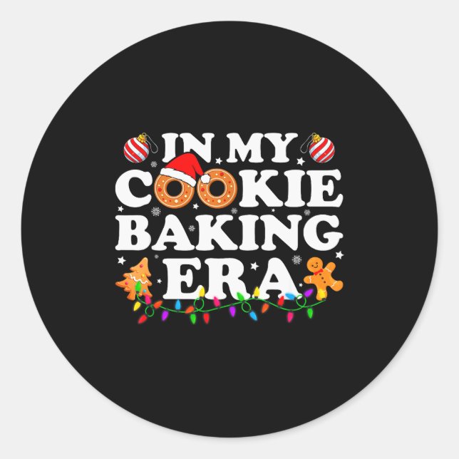In My Cookie Baking Era Groovy Christmas Tee Famil Classic Round Sticker (Front)