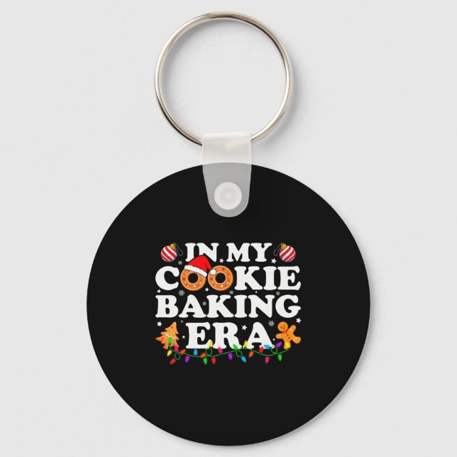 In My Cookie Baking Era Groovy Christmas Tee Famil Key Ring (Front)