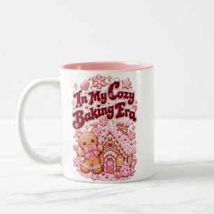 In My Cosy Baking Era Pink Christmas Gingerbread Two-Tone Coffee Mug