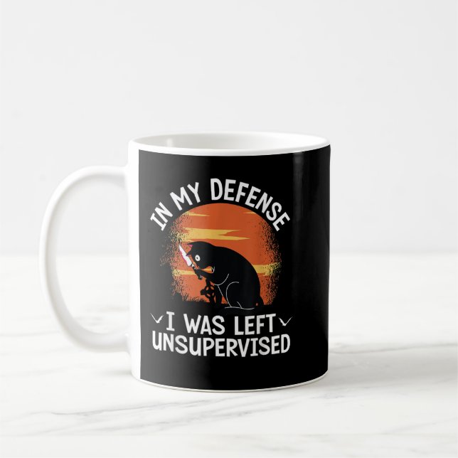 In My Defence I Was Left Unsupervised Cat Hallowee Coffee Mug (Left)