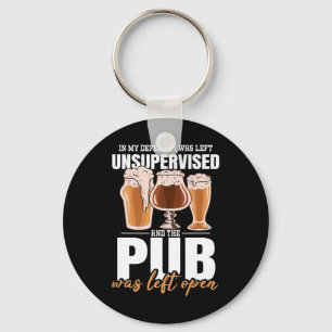 In My Defence I Was Left Unsupervised Pub - Beer 1 Key Ring