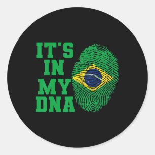 In My Dna Brazil Flag Shirt Cut Vintage Brazilian Classic Round Sticker