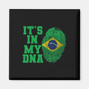 In My Dna Brazil Flag Shirt Cut Vintage Brazilian Magnet