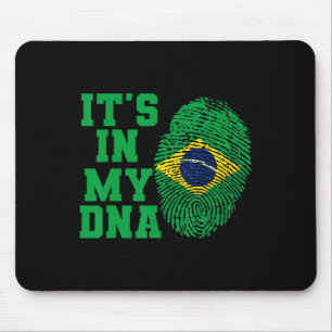 In My Dna Brazil Flag Shirt Cut Vintage Brazilian Mouse Pad