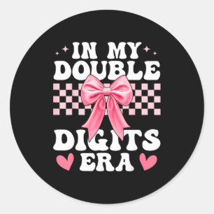 In My Double Digits Era 10th Birthday Coquette Bow Classic Round Sticker