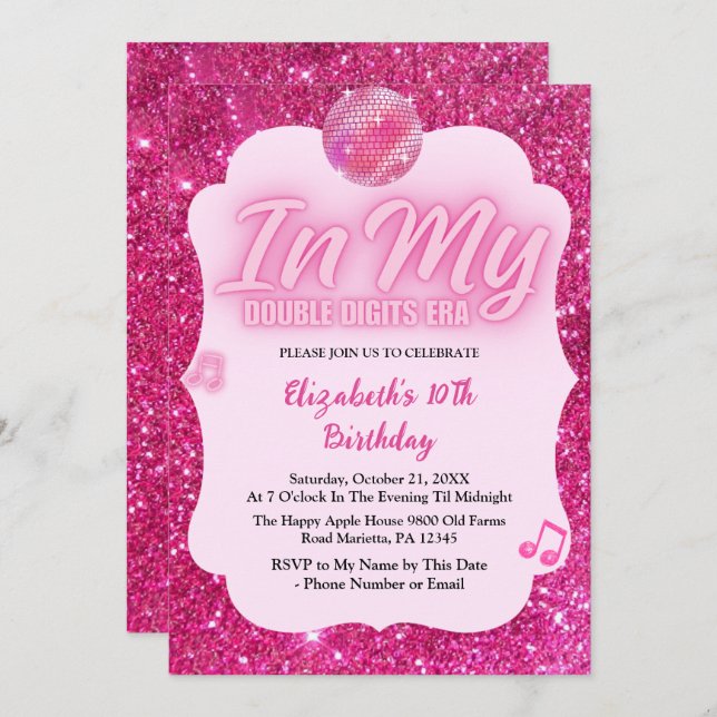 In My Double Digits Era 10th Birthday Invitation (Front/Back)