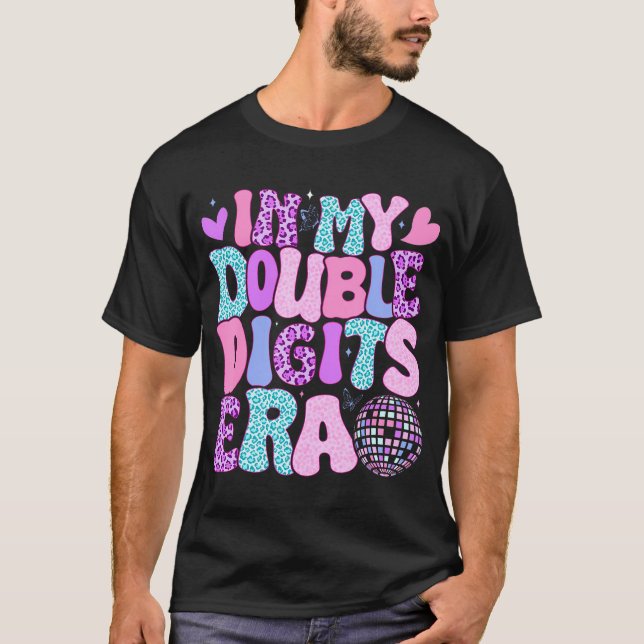 In My Double Digits Era Retro 10 Year Old 10Th Bir T-Shirt (Front)