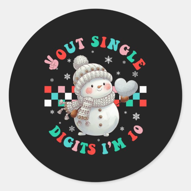 In My Double Digits Era Year Old 10th Birthday Sno Classic Round Sticker (Front)