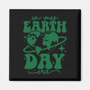 In My Earth Day Era Groovy Planet Heart Cute Earth Magnet