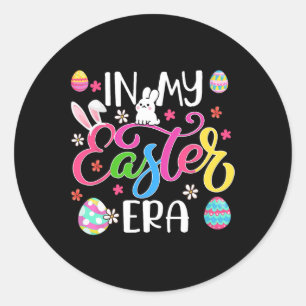 In My Easter Era Colourful Easter Bunny Hunting Eg Classic Round Sticker