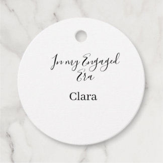 In my engaged era add name date engagement  favour tags