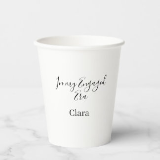 In my engaged era add name date engagement  paper cups