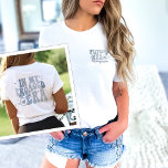 In My Engaged Era Engagement Gift Custom Fiance T-Shirt<br><div class="desc">Introducing our "In My Engaged Era" Custom Fiance Hoodie – the perfect blend of style and sentiment for the bride-to-be. This trendy hoodie is a personalised engagement gift that goes beyond the ordinary, featuring cool wavy retro text and a custom touch for the future Mrs. The dusty blue navy colour...</div>