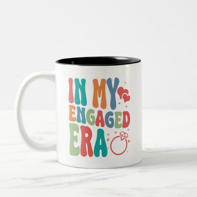 In My Engaged Era Mug, Engagement Gift Two-Tone Coffee Mug (Left)
