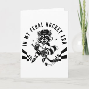 In My Feral Hockey Era Cute Racoon Hockey Card