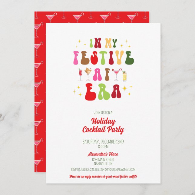 In My Festive AF Era Holiday Cocktail Party Invitation (Front/Back)