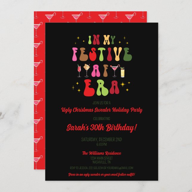 In My Festive AF Era Sassy Christmas 30th Birthday Invitation (Front/Back)