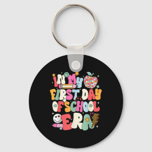 In My First Day Of Kindergarten Era Retro Groovy T Key Ring