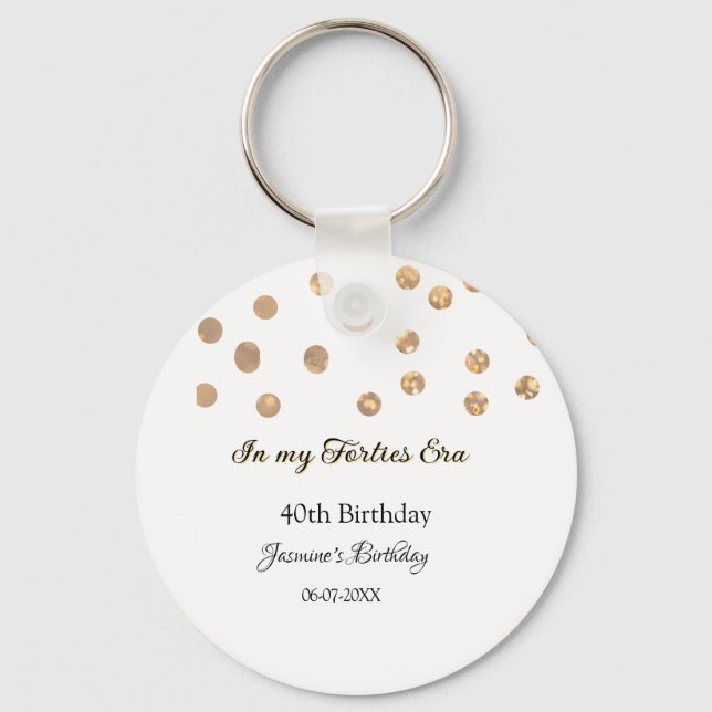 In my Forties era golden dots happy birthday  Key Ring (Front)