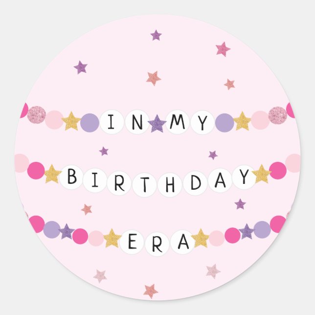 In My Friendship Bracelet Era Birthday Party Classic Round Sticker (Front)