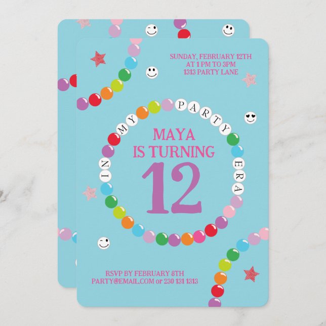 In My Friendship Bracelet Era Birthday Party Invitation (Front/Back)