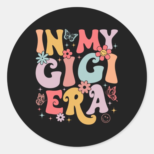In My Gigi Era Groovy Retro Mothers Day Butterfly  Classic Round Sticker (Front)