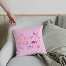 in my girl mom era CRAYON baby pink cushion