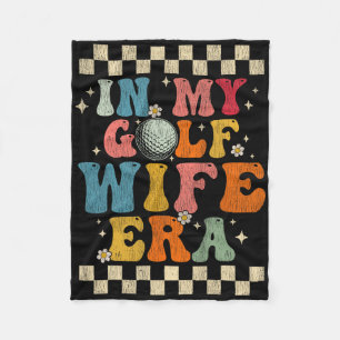 In My Golf Wife Era Retro Groovy Gift Golf Wife  Fleece Blanket