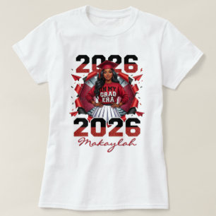In My Grad Era Black Girl Senior 2026 Red & Black T-Shirt