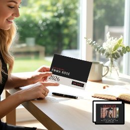 In My Grad Era red Black Minimalist Graduation  Invitation