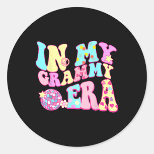 In My Grammy Era Sarcastic Groovy Retro Disco Moth Classic Round Sticker