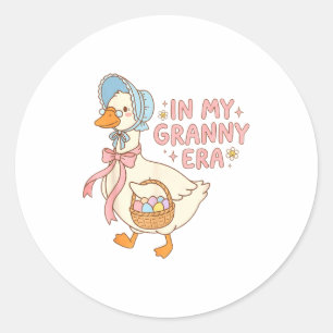 In My Granny Era Funny Cute Goose Eggs Basket East Classic Round Sticker